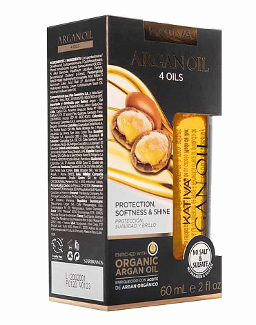 Восстанавливающий защитный концентрат для волос "4 масла" ARGAN OIL, Kativa, 60мл 2