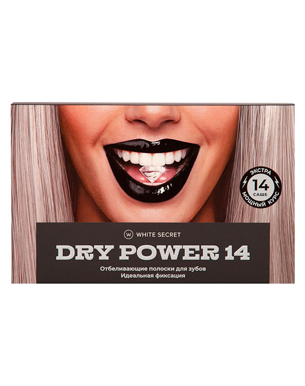 Отбеливающие полоски Dry Power 14 саше White Secret global white система для отбеливания зубов 15 мл