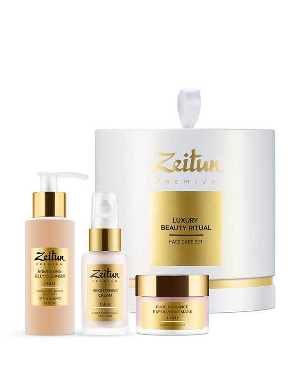 Набор Luxury Beauty Ritual для идеального цв кожи:гель для умывания,маска-скраб,крем для лица Zeitun