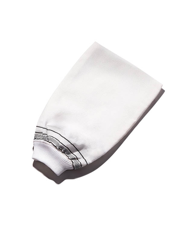 Рукавица кесе шелковая для пилинга средней жесткости Zeitun рукавица для бани с вышивкой с легким паром с новым годом серая