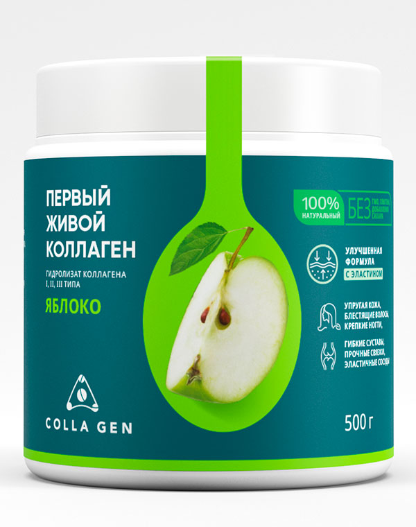 Гидролизат коллагена пищевой со вкусом яблока COLLA GEN 500 гр гидролизат коллагена пищевой со вкусом вишни colla gen 500 гр