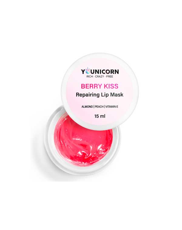 Восстанавливающая маска для губ Berry Kiss уход и питание с витамин Е, маслом миндаля 15мл Younicorn 1098646 - фото 1