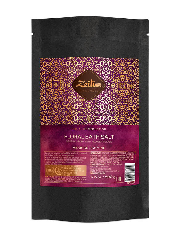 Соль для ванн цветочная &quot;Ритуал соблазна&quot; с лепестками белого жасмина и эфирными маслами Zeitun